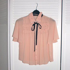 Zara ruffle light pink top
